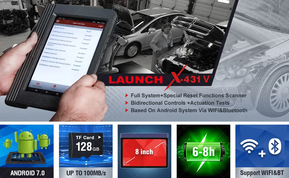 Launch X431 V 8 дюймов Wi-Fi/Bluetooth Инструмент диагностики Полная система X-431 V сканер Поддержка нескольких языков Онлайн обновление DHL бесплатно