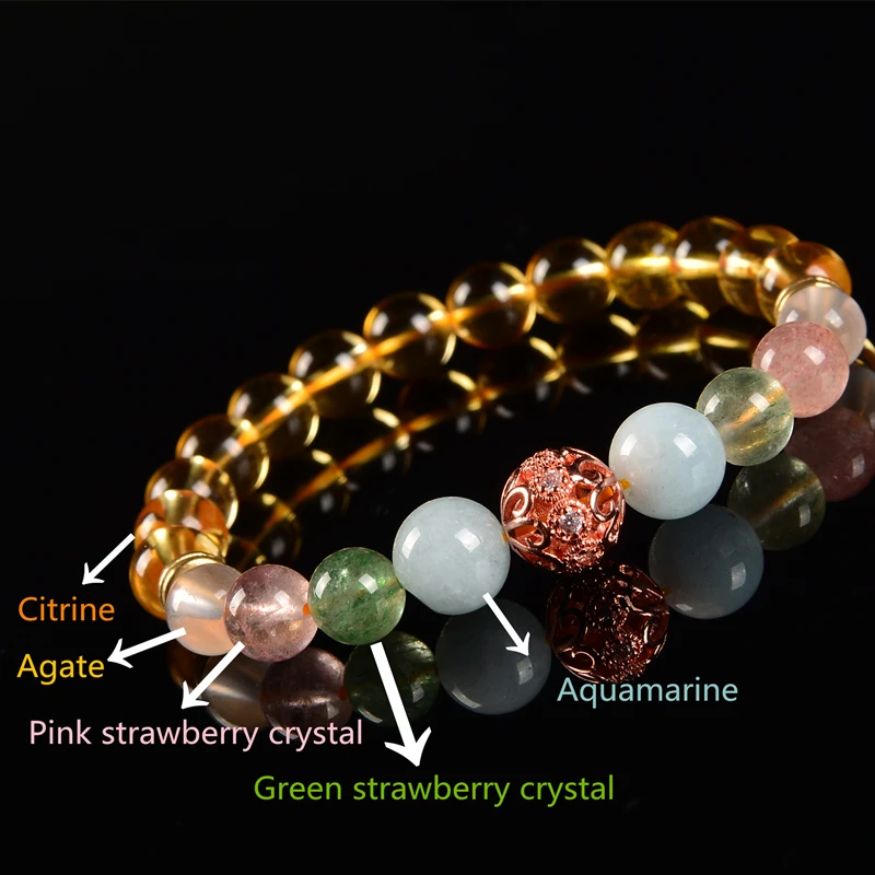 8 мм цитрин браслеты из натурального кристалла натуральный камень Бусины хороший подарок для дам друзей любовник бусины браслеты творческие ювелирные изделия