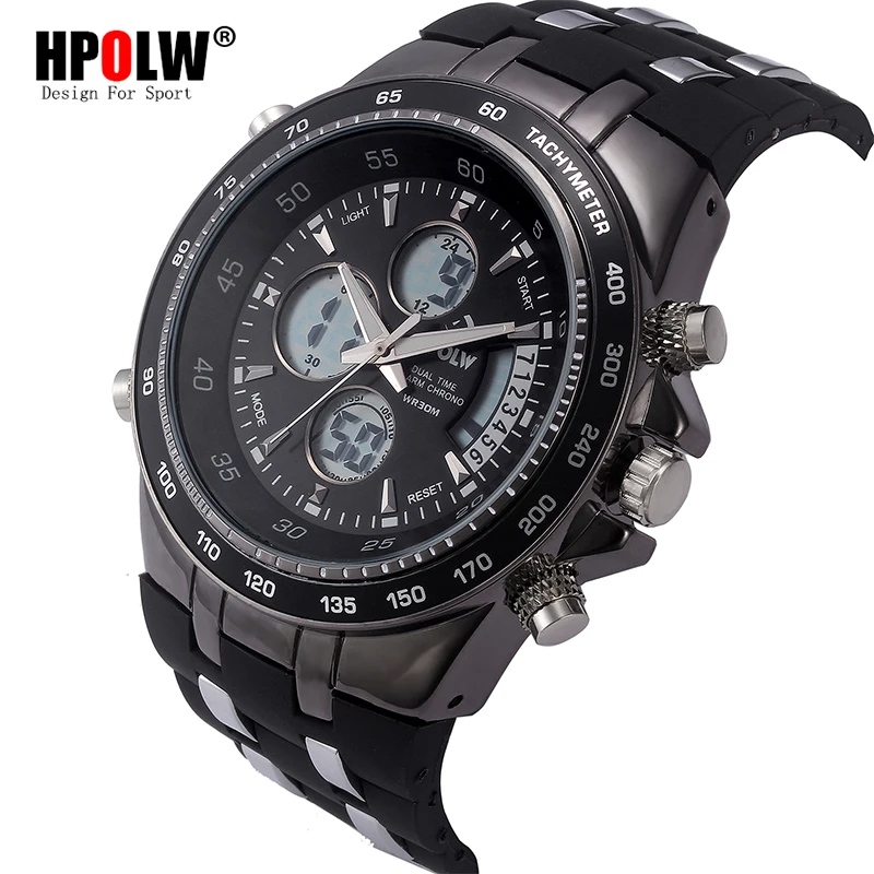

HPOLW Brand Fashion Luxury Men LED Casual Sport Military Watches Shock Resistant Men's Quartz Digital Watch relogio masculino