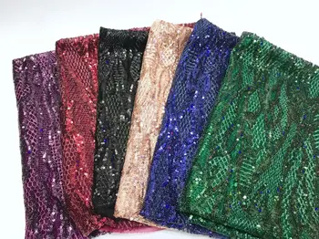 

High Quality Nigerian Lace Fabrics Gold African Sequins Lace Fabric Latest Bridal Tulle Lace Fabrics for Wedding Party Dress