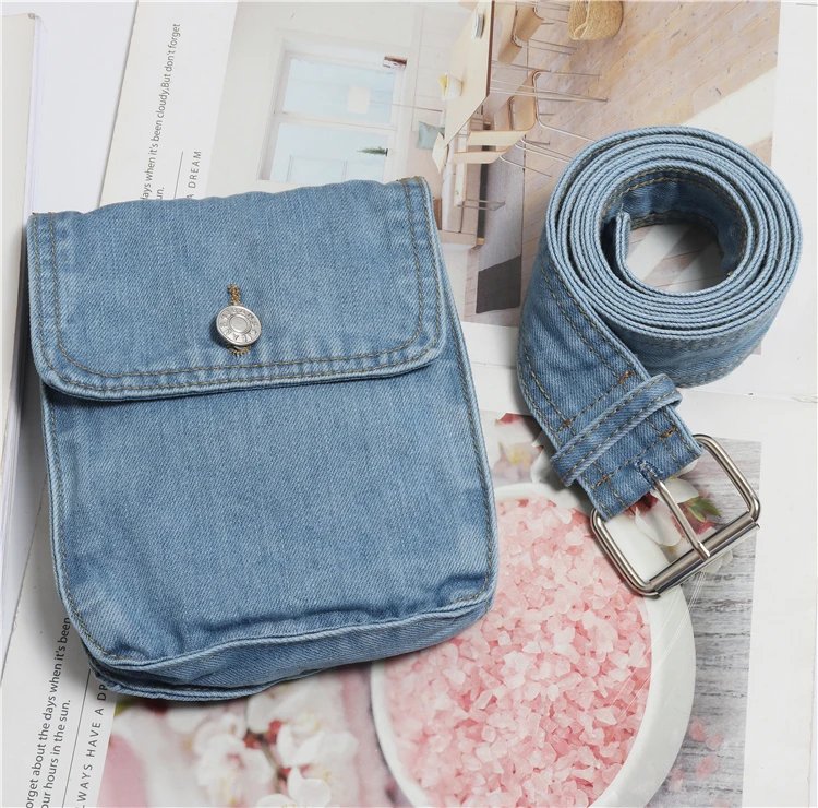 Съемный джинсовый тканевый пояс в винтажном стиле, Синяя Женская рубашка, платье, пояс с сумкой, уличный женский кошелек для телефона, поясная сумка, Новинка
