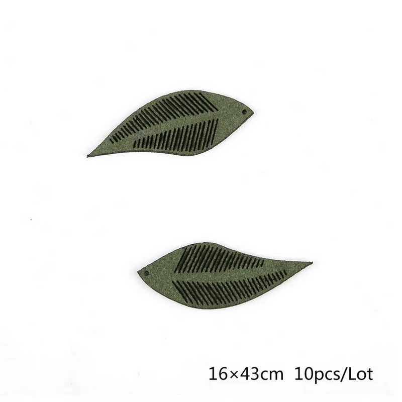 10 шт./лот, 16x43 мм, Модные Цветные подвески из искусственной кожи, подвеска в форме листа для DIY, украшение для изготовления бижутерии - Окраска металла: Dark Green