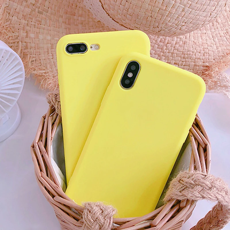 Жёлтый однотонный мягкий чехол LACK для телефона iphone 7 Plus милые Высококачественные
