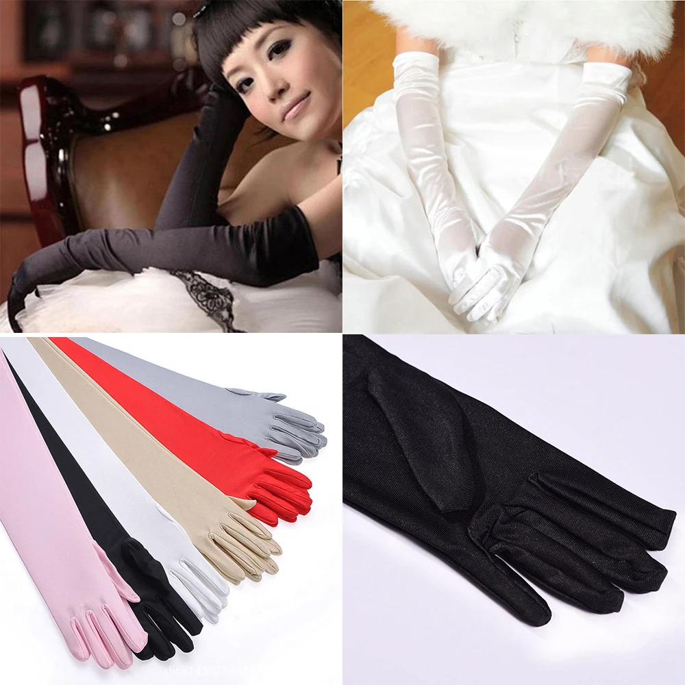 

iMucci Satin Evening Party Glove Sun Protection Gloves Prom Costume Fashion Gloves Women