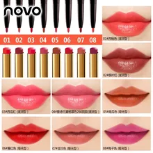 Novo 8 цветов макияж 2 в 1 яркий матовая помада губ+ Водонепроницаемый губная помада карандаш увлажняющая матовая помада для губ ручка BN076