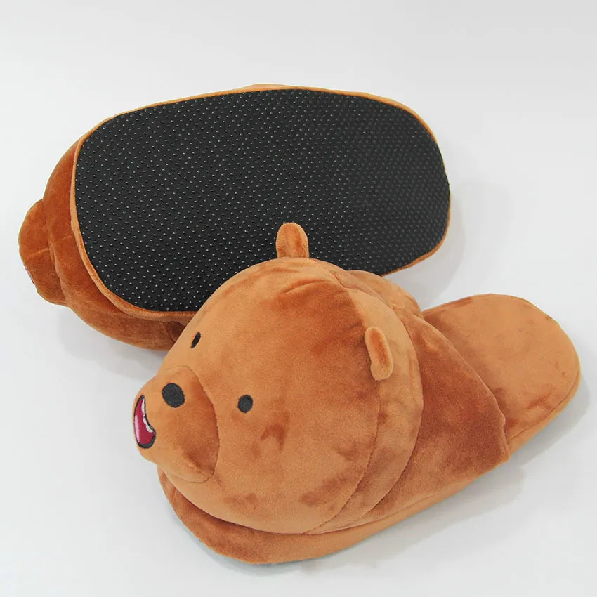 Millffy/милые плюшевые тапочки We are Bear Мягкие с рисунком медведя Цвет серый белый