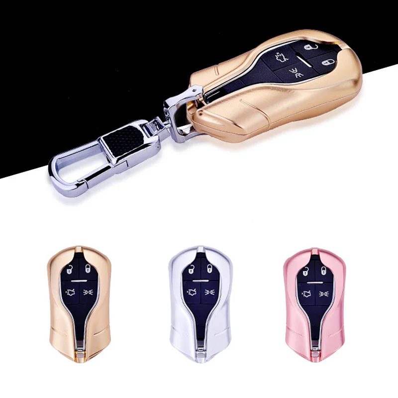

Luxury Alloy Car Key Case Cover Auto Shell Bag Chain for Maserati Quattroporte Ghibli Levante GT GC Ghibli Car Accessories