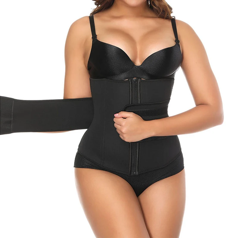 

Double Control Body Shaper Belt 7 steel bones Waist Trainer Slimming Tummy Control Corset Zipper Velcro Closure Women Shapewear