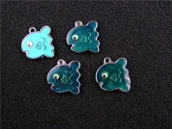 

AE635 Mix Color 20Pcs Alloy Metal Enamel Fish Charms Pendant 23x21mm