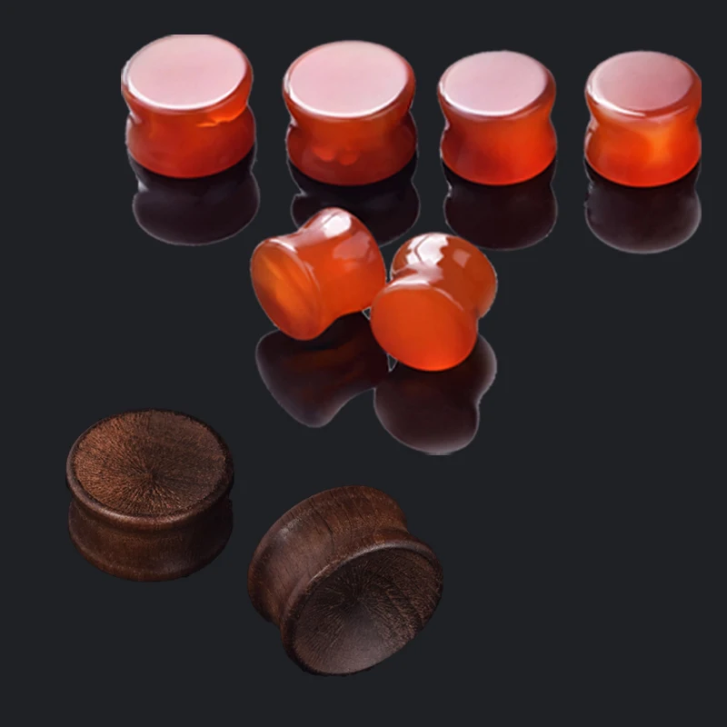 Solid Sono Wood Ear Plugs Organic Wooden Saddle Gauges 00G 10MM Saddle