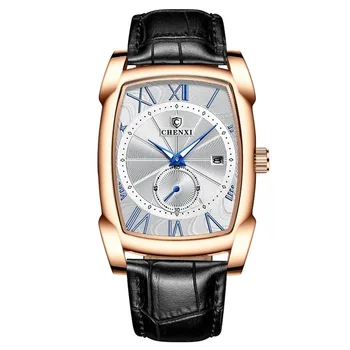 

2019 New Chenxi Brand Quartz Men Watches Men's Military Clock Relogio Masculino Brown Leather Wristwatches Style Erkek Kol Saati