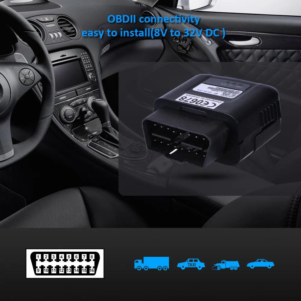 Устройство для отслеживания автомобиля OBD Tracker GV500 GSM GPS GPRS 130 мАч Li Polymer 8 32 в режиме