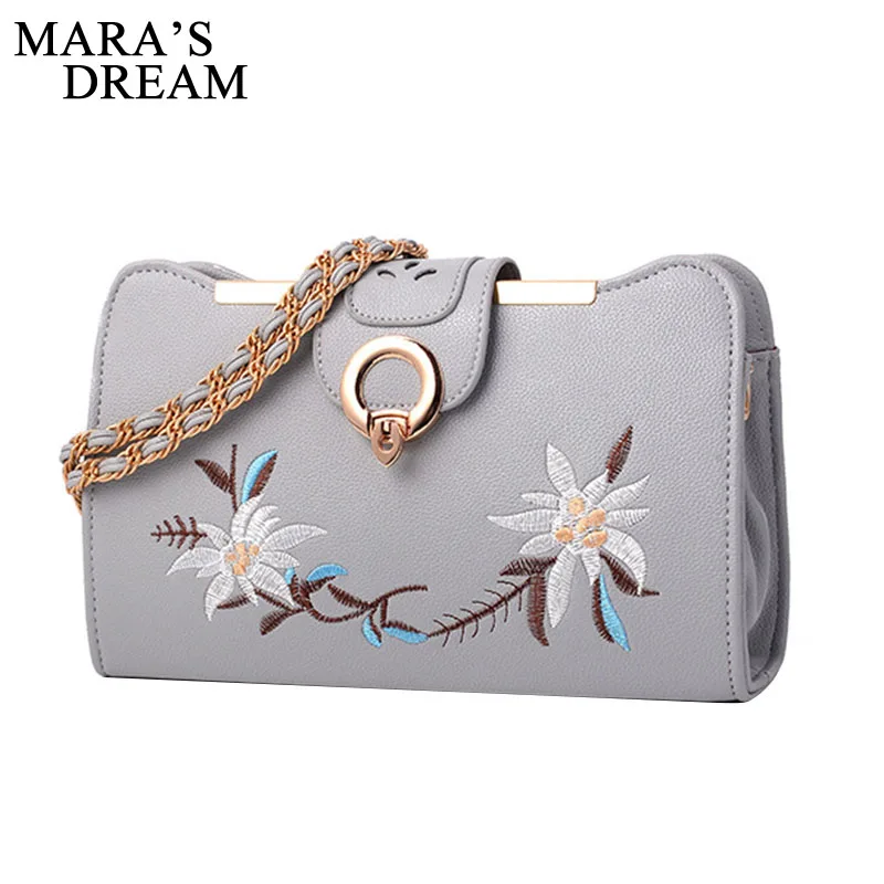 

Mara's Dream Women Embroidery Flower Flap Bag Fashion Flap PU Leather Messenger Bag Feminina Ladies Small Crossbody Shoulder Bag