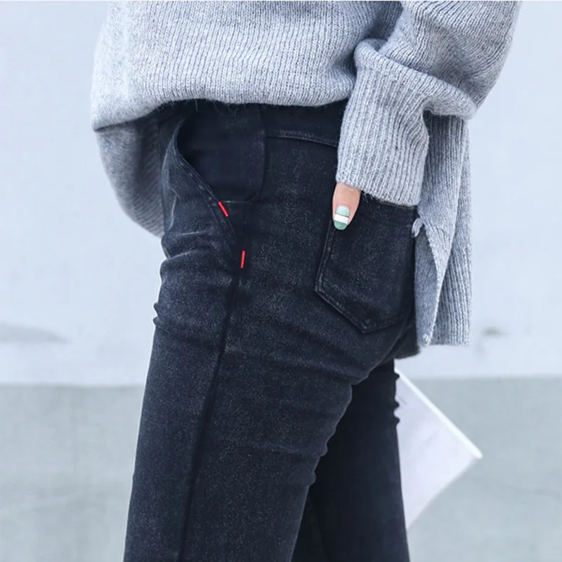 Autumn High Waist Denim Jeans Women's Pants Spring Blue
