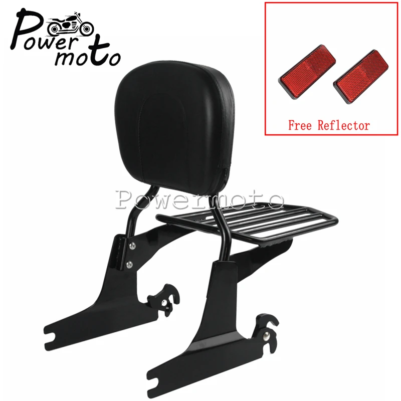 

Motorcycle Black Detachable Backrest Sissy Bar Luggage Rack Passenger Backrest Pad For Harley Softail Deluxe 2006-2017