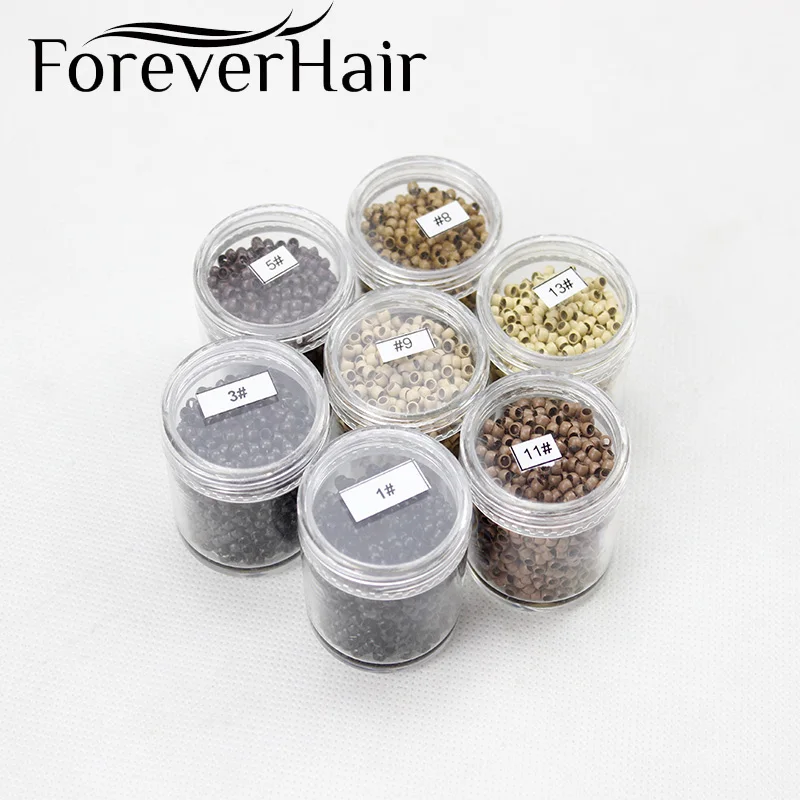 Forever Hair 1000 шт/бутылка для наращивания волос кольцо 3 мм* 2 мм* 2 мм медные бусины для волос нано-Кольца для волос инструменты для наращивания микро бусины