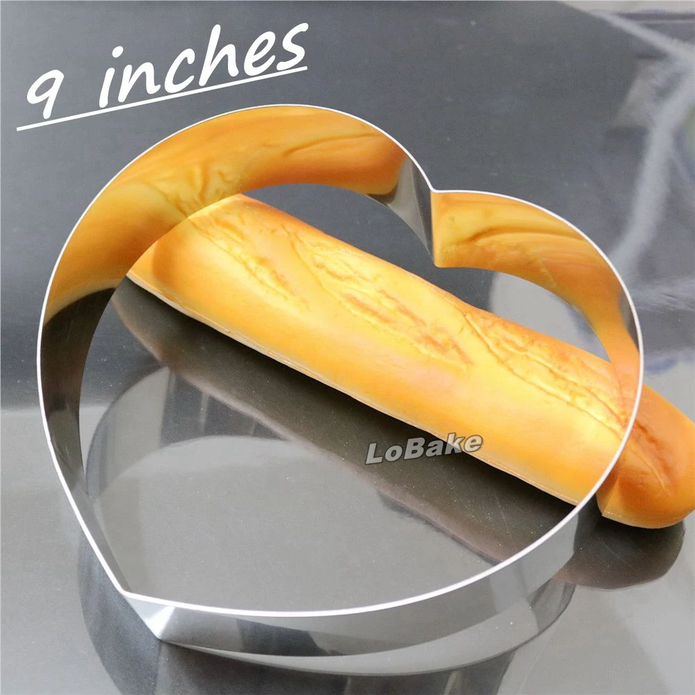 9 inches heart shape top 304 stainless steel mousse ring mould bolos