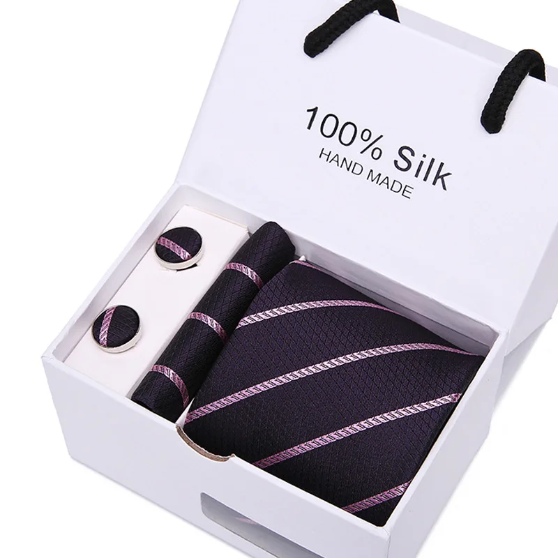 Мужские аксессуары классические 7,5 см мужские s узкие шелковые галстуки платок набор галстуков для мужчин лучший подарок галстук наборы - Цвет: LD-B55