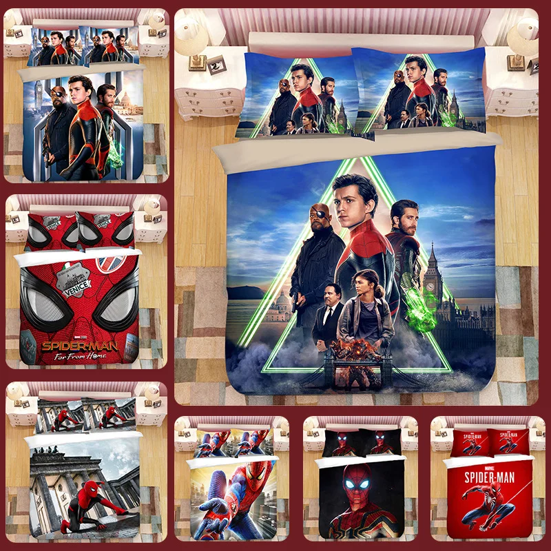 

2019 New Spider-Man 3D Bedding Set Soft Cartoon Quilt Cover Pillow case Duvet cover Bed Linen Adult Children girl boy