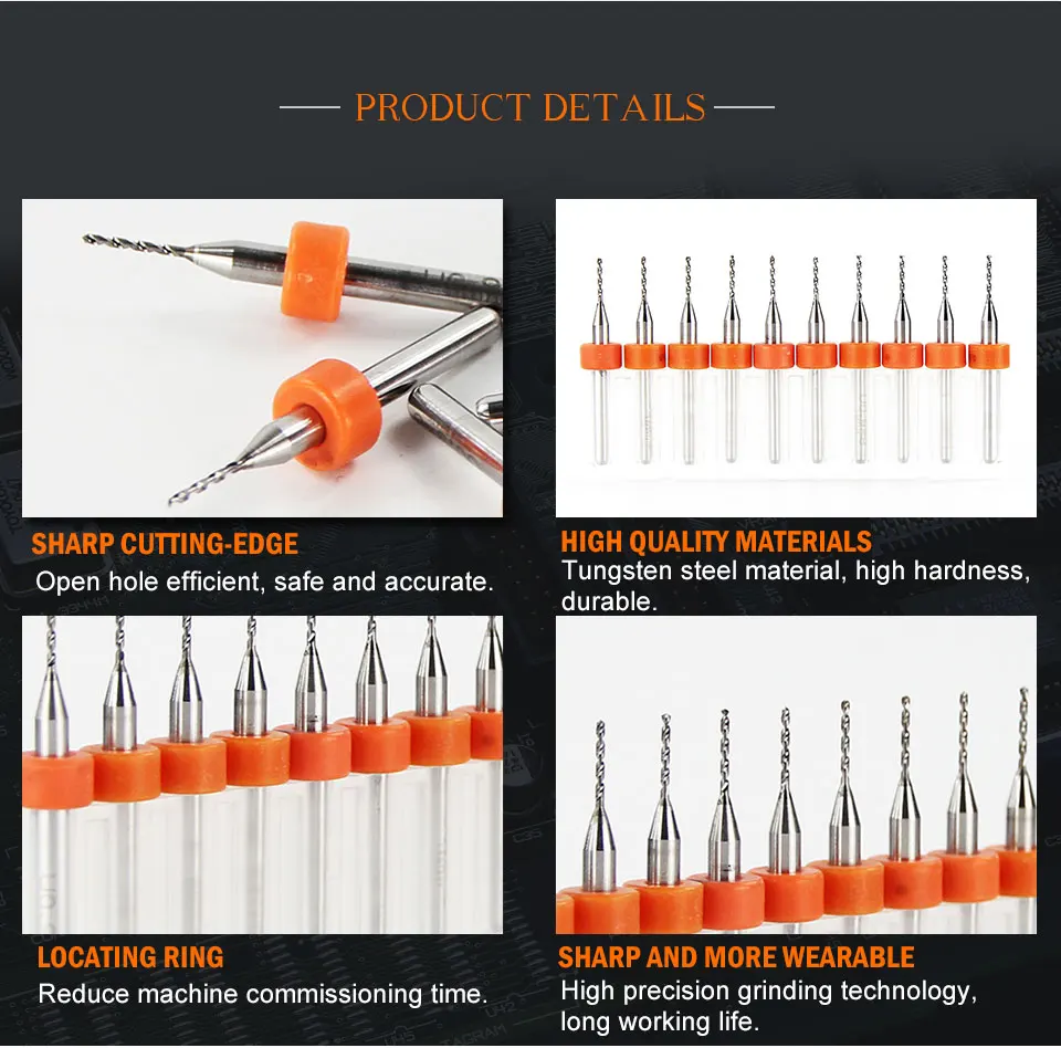 10 шт. 0,9 мм твердосплавные сверла PCB, печатная плата, мини-сверлильный набор с ЧПУ, деревообрабатывающие инструменты