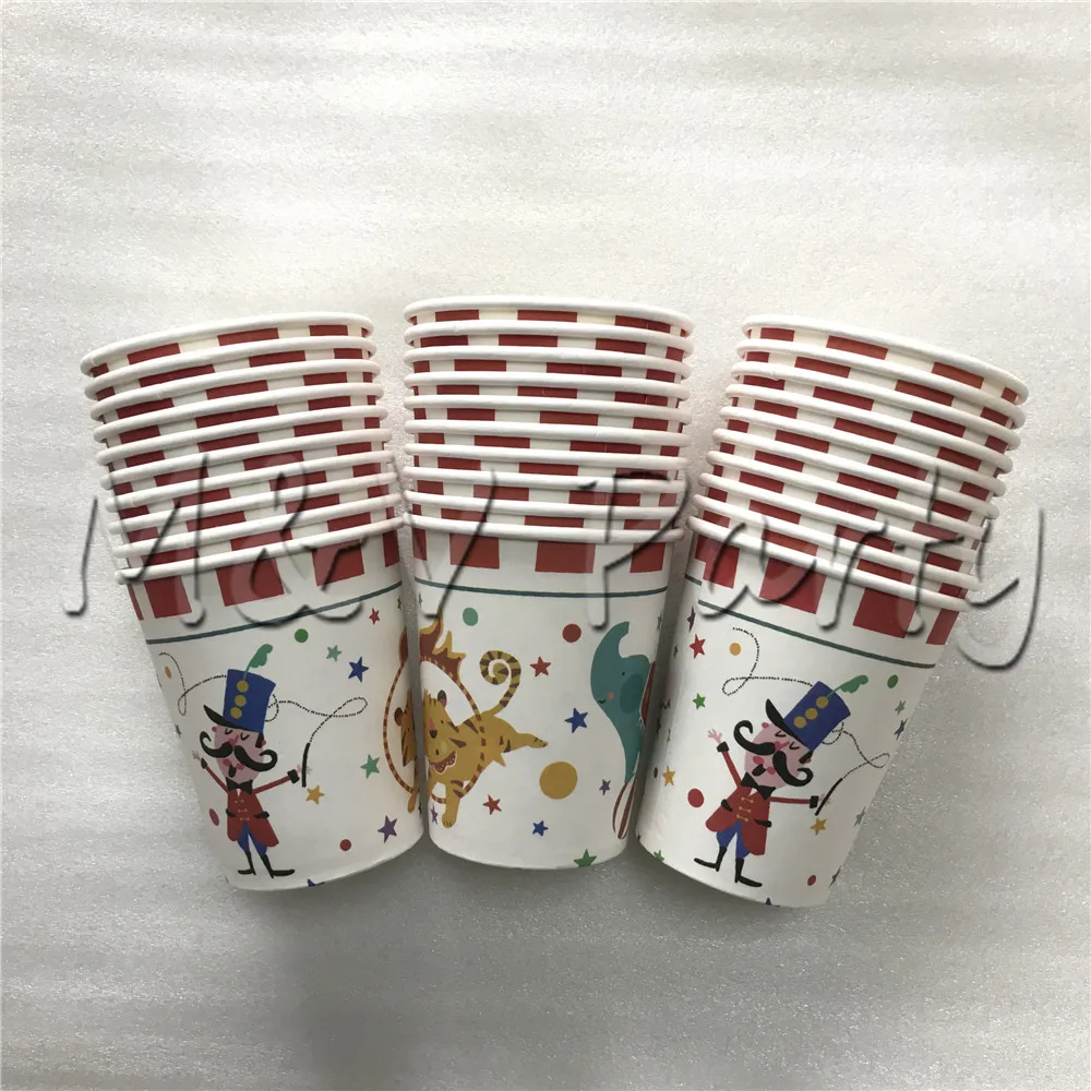 60pcs/lot Cartoon Creative Circus Theme Birthday Party Tablewear Set Disposable 30pcs Plates 30pcs Cups Circus Party Supplies