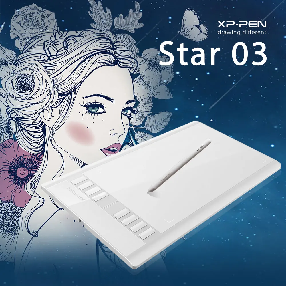 XP Pen Star 03 Graphics Drawing Tablet with Battery free PASSIVE Pen