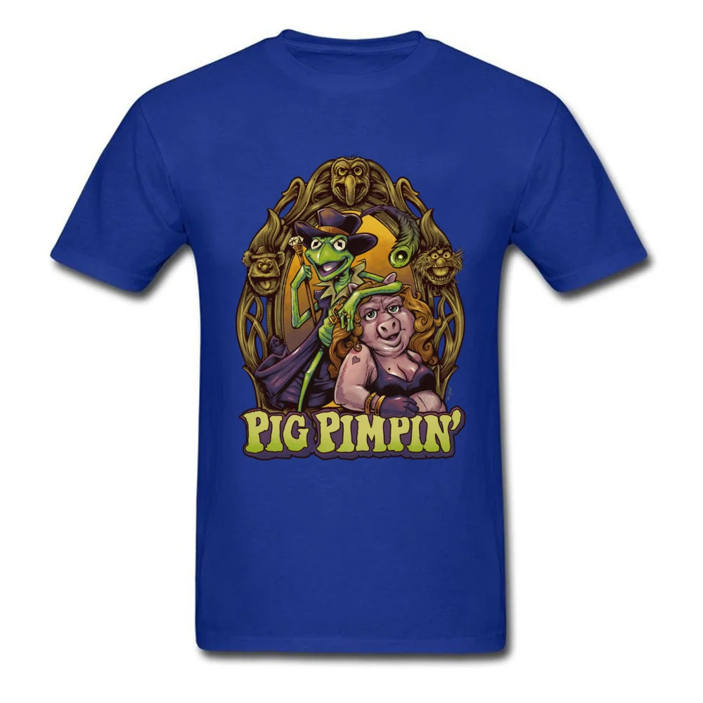 CasualCasual Short Sleeve Tops Shirt Lovers Day Designer Crew Neck 100% Cotton Fabric T-shirts Man T Shirt Pig Pimpin  Pig Pimpin blue