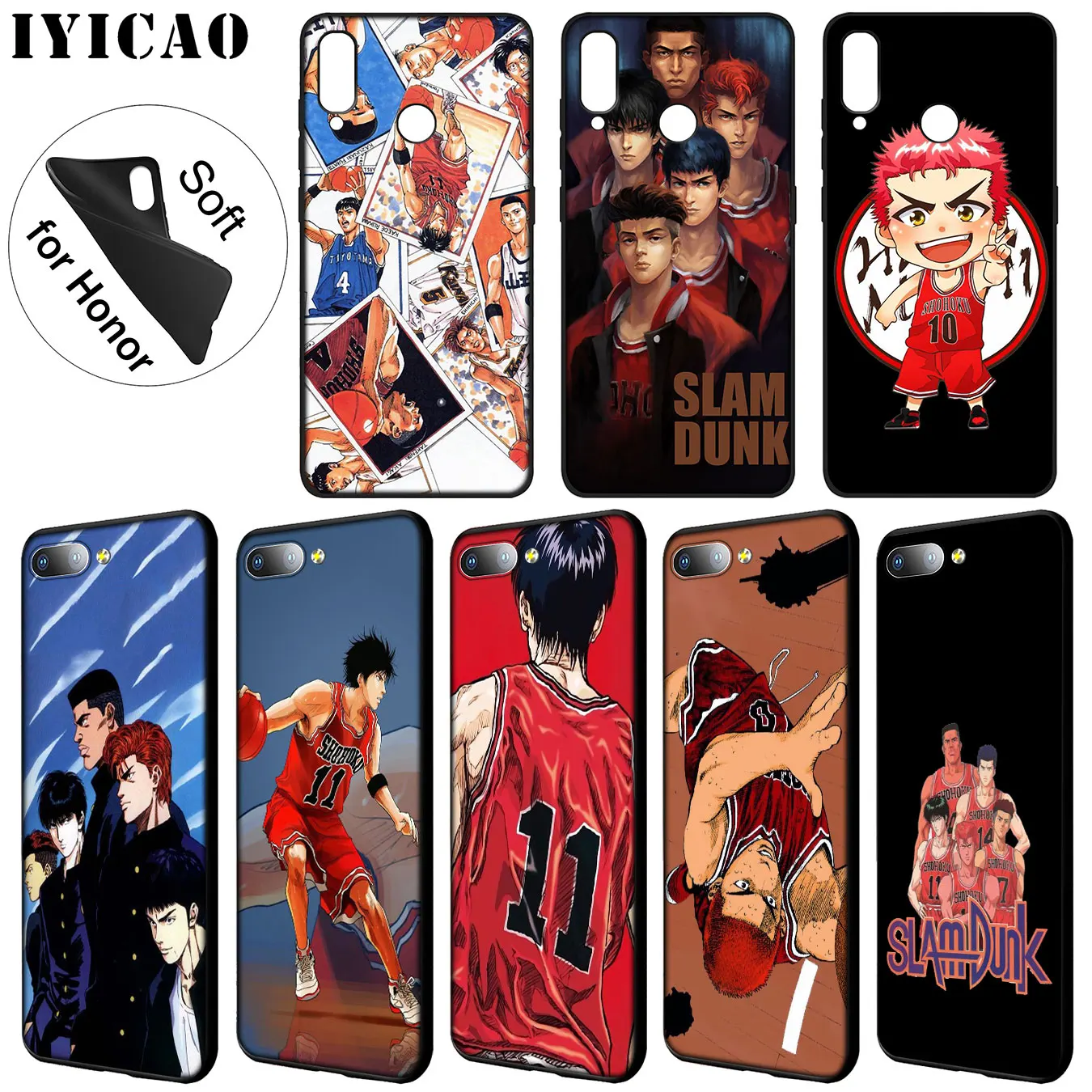 IYICAO SLAM DUNK Мягкий силиконовый чехол для телефона Huawei Y9 Y7 Y6 Prime 2019 черный Honor 20 8C 8X 8 9 9X