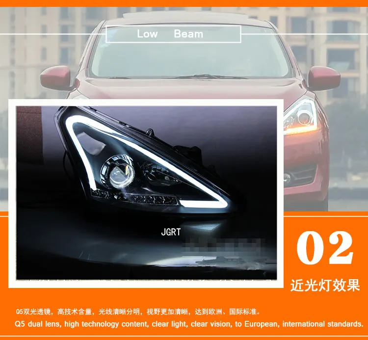 Автомобильный стиль светодиодный фары для Nissan Tiida 2012- для Tiida Головной фонарь светодиодный DRL Объектив двойной луч H7 HID Xenon bi xenon объектив