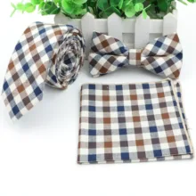 Набор хлопковых галстуков Мужской дизайнерский обтягивающий галстук с рисунком «Шотландка» бабочка Карманный платок галстуки для костюма платок с изображением бабочек в партии