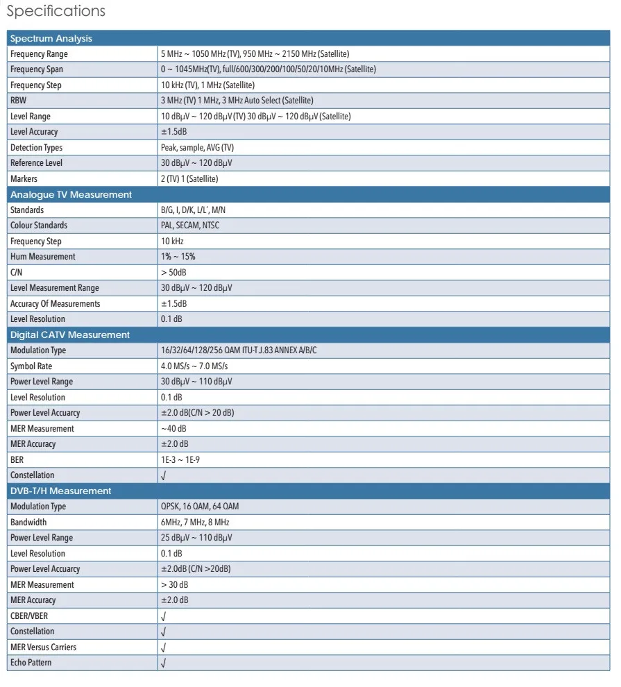 DEVISER S7000 портативный цифровой аналоговый ТВ и спутниковый ТВ анализатор DVB-C/T/S/S2/DTMB CA tv QAM анализатор