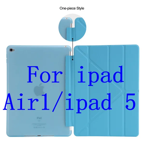 Для Ipad Air 2/iPad Air 1 смарт-чехол для Ipad 5 фигур Стенд Ультра тонкий из искусственной кожи(полиуретан) и мягкого силикона для iPad 5/6 Авто Режим сна/Пробуждение - Цвет: blue Air1