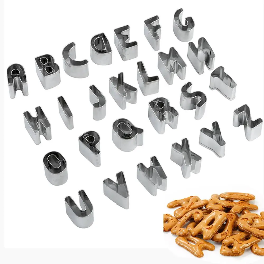 Stainless Steel Alphabet Bakeware 26 Letter Design DIY Cookie Cutter Mould Kitchen Biscuit Confectionery Cake Decorating Molds