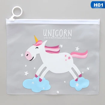 

Hot Sale Unicorn Sweet Colorful Grenadine Cartoon Transparent A4 File Folder Cosmetic Bag For Girl Free Shipping