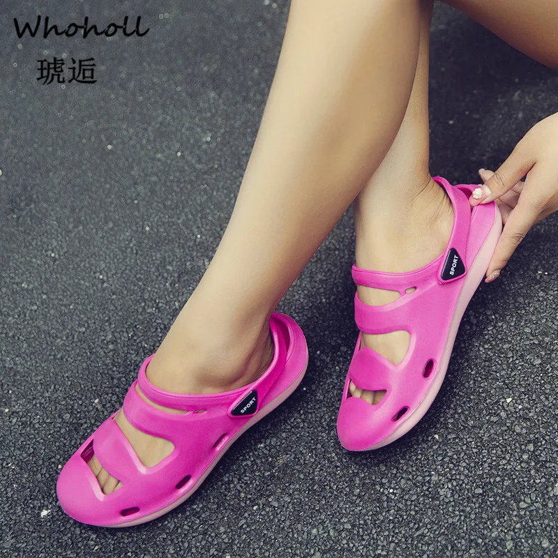 2019 Men Sandals Summer Slippers Shoes Croc Fashion Beach Sandals Casual Flat Slip on Flip Flops Men Hollow Shoes