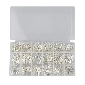 

420Pcs/Box 18 In 1 Terminals Non-Insulated Ring Fork U-type Brass Terminals Assortment Kit Cable Wire Connector Crimp Spade Set