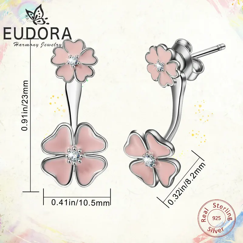 Серьги EUDORA из стерлингового серебра 925 пробы с розовыми цветами романтические