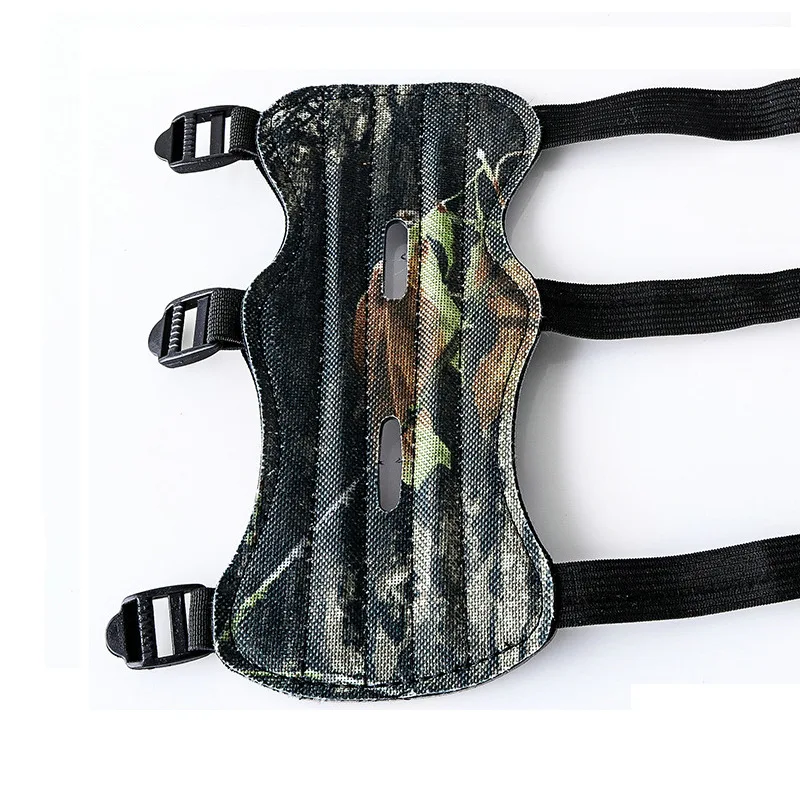 Camouflage Archery Bow Arm Guard Protection Forearm Safe 3 Strap Camo