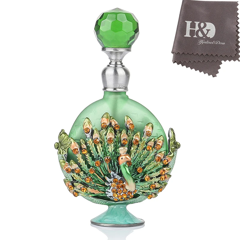 H & D 7 мл Ретро Pewter Фигурка павлина флакон духов ювелирные изделия мини