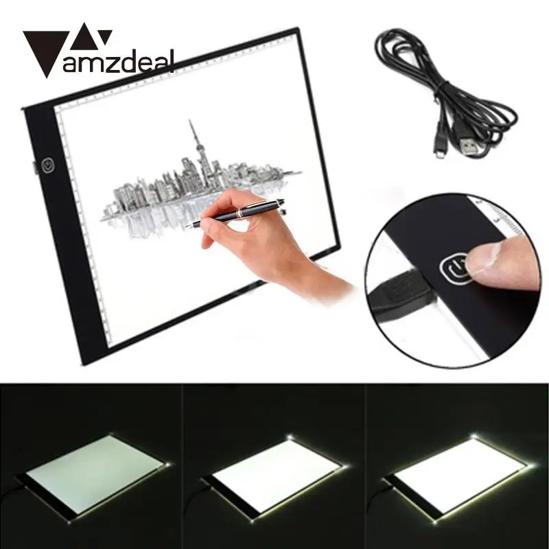 

Cewaal A4 Third gear dimming LED Painting Tablet Thin Art Stencil Drawing Display Board Light Box Table 3 Gear Dimming Drawing T