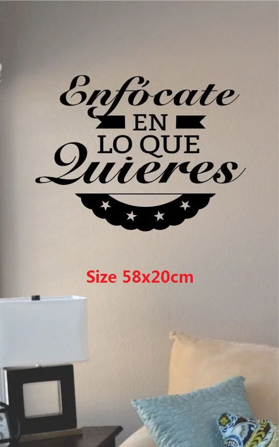 Enfocate en lo que quieres vinyl wall art decal sticker home house decor decoration lettering quote inspirational uplifting motivational