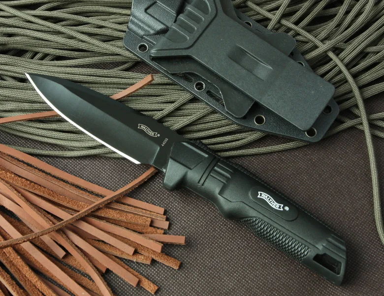 Black WALTHER Fixed Blade Tactical Knife High hardness ... Black WALTHER Fixed Blade Tactical Knife High hardness ...