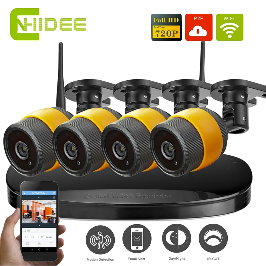 

Cnhidee 4CH Wireless P2P NVR Security System 4pcs P2P 720p 1.0MP IR Surveillance Cameras Home Indoor Outdoor Wifi CCTV Kits 29 [