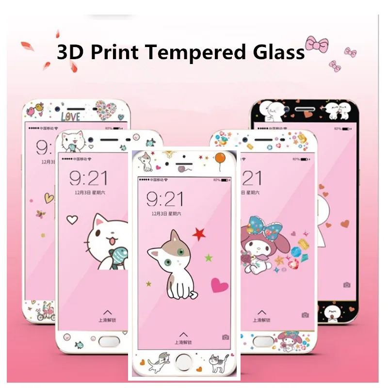 Beste Dier 3D Print Volledige Cover Gehard Glas Screen Protector Voor iPhone 7 8 Plus 6 6 s Plus Duffy Hond cartoon Leuke 3D Gebogen Rand