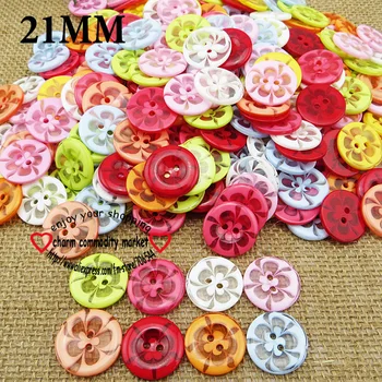 

50PCS 21MM Flower pattern mixed Dyed resin cartoons buttons coat boots sewing clothes accessories P-083-21