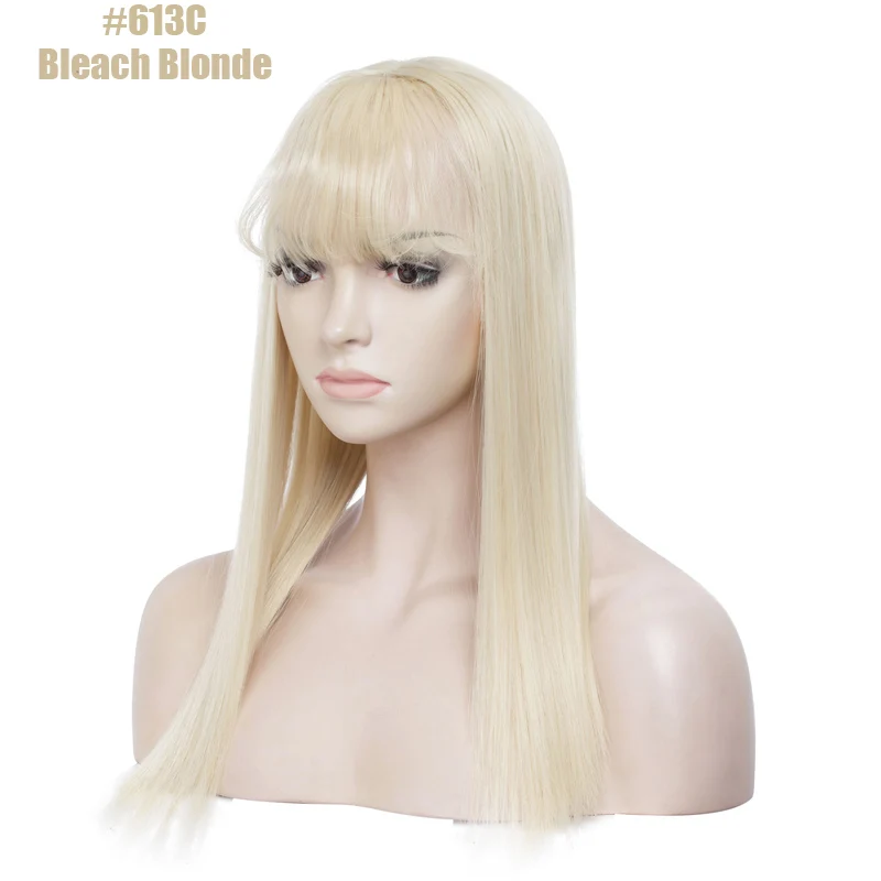 S-noilite 1" длинные прямые волосы для наращивания женщин поддельные заколки для волос в Синтетические накладные волосы кусок волос с взрыва реальные натуральные - Цвет: bleach blonde