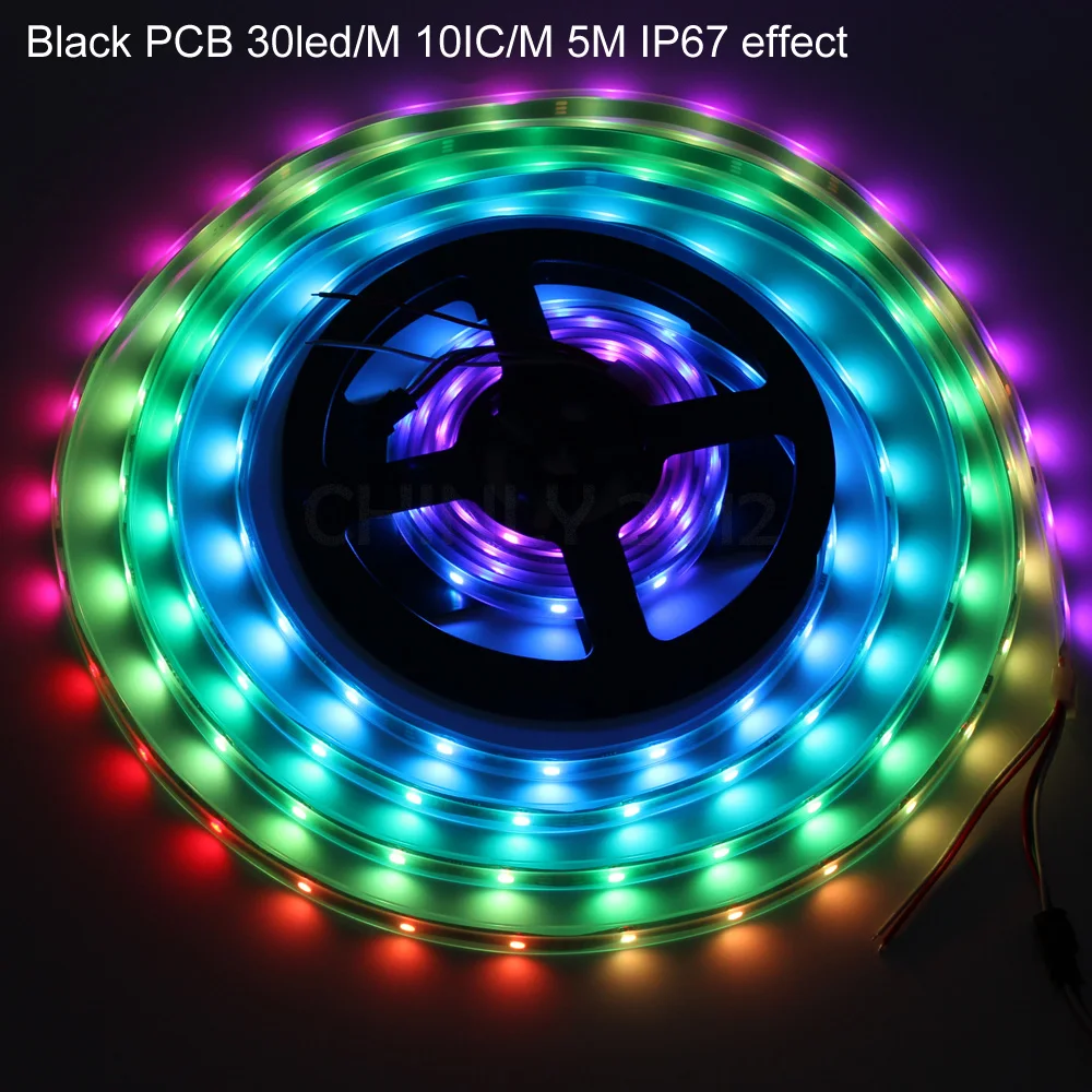 Светодиодный 1 м DC12V WS2811 ленточный светильник RGB адресуемый 30 48 60 Светодиодный s/M водонепроницаемый IP67/не водонепроницаемый IP30 пикселей полоса 1 IC до 3 светодиодный s