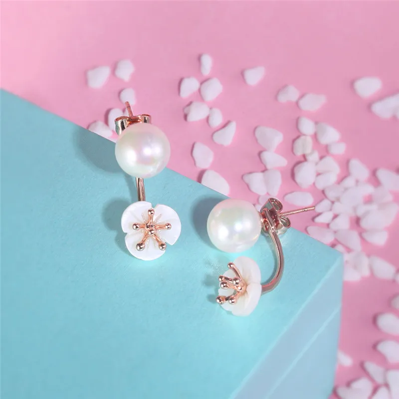 ROXI New Fashion Flower Earring Double Usage Stud Earrings Rose Gold ...