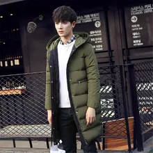 AILOOGE Новая модная зимняя куртка для мужчин с капюшоном, теплые пальто, парки для мужчин, толстая длинная однотонная мужская зимняя куртка на молнии s