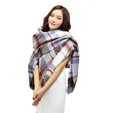 Stylish 2015 Winter Women 142*136CM warm Cashmere Scarf Wrap Shawl Plaid Cozy Checkered lady thicken Blanket Oversized Tartan